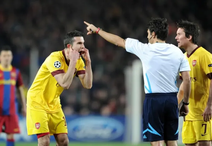 Framed Print : Robin van Persie's Plea: Couldn't Hear Ref's Whistle vs. Barcelona in Champions League Framed Print : Robin van Persie's Plea: Couldn't Hear Ref's Whistle vs. Barcelona in Champions League