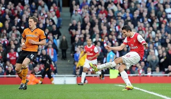 Robin van Persie's Pressured Strike: Arsenal's Decisive Goal (2-0) vs. Wolverhampton Wanderers (2011)