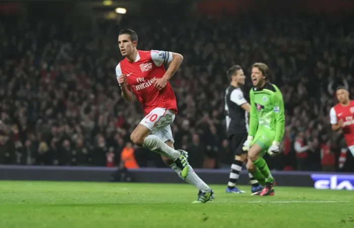 Framed Print : Robin van Persie's Thrilling Goal Celebration: Arsenal's Victory Against Newcastle United, Premier League 2011-12 Framed Print : Robin van Persie's Thrilling Goal Celebration: Arsenal's Victory Against Newcastle United, Premier League 2011-12