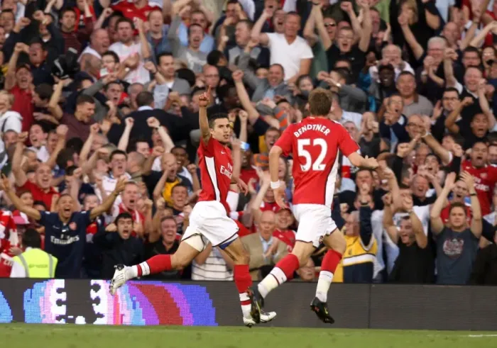 Framed Print : Robin van Persie's Thrilling Goal Celebration with Nicklas Bendtner: Arsenal's 1-0 Victory over Fulham in the Premier League Framed Print : Robin van Persie's Thrilling Goal Celebration with Nicklas Bendtner: Arsenal's 1-0 Victory over Fulham in the Premier League