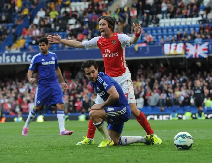 Framed Print : Rosicky and Fabregas Clash: Chelsea vs. Arsenal, Premier League 2014-15 Framed Print : Rosicky and Fabregas Clash: Chelsea vs. Arsenal, Premier League 2014-15