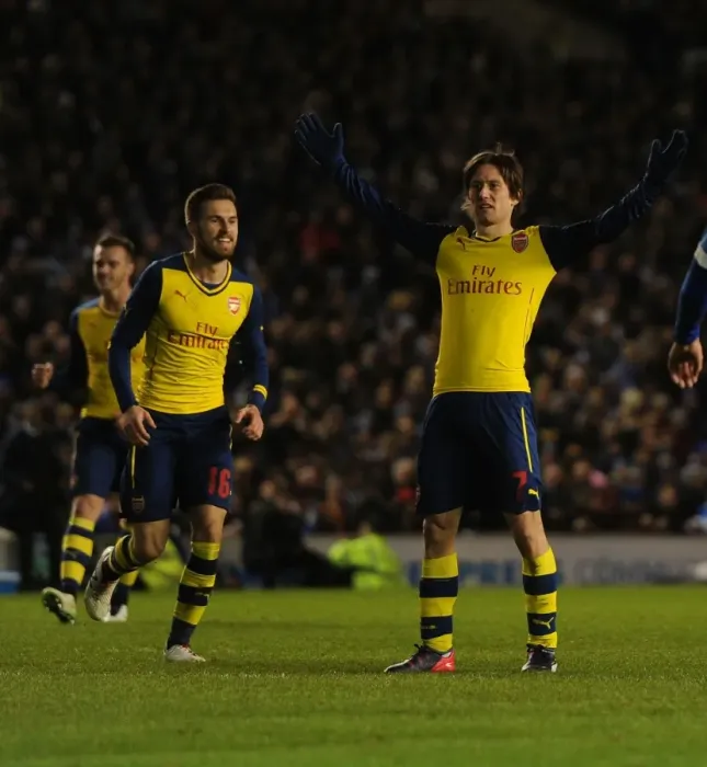 Framed Print : Rosicky's Hat-Trick: Arsenal Triumphs Over Brighton in FA Cup Framed Print : Rosicky's Hat-Trick: Arsenal Triumphs Over Brighton in FA Cup