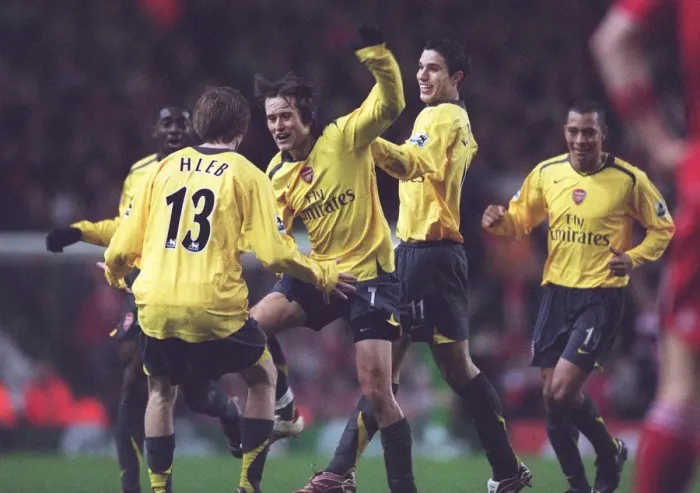 Framed Print : Rosicky's Historic FA Cup Goal: Arsenal's Triumph Over Liverpool (4-way Celebration with Hleb, van Persie, Gilberto, and Toure)