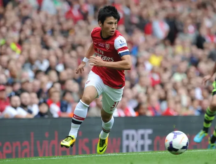 Framed Print : Ryo Miyaichi in Action: Arsenal vs Stoke City, Premier League 2013-14