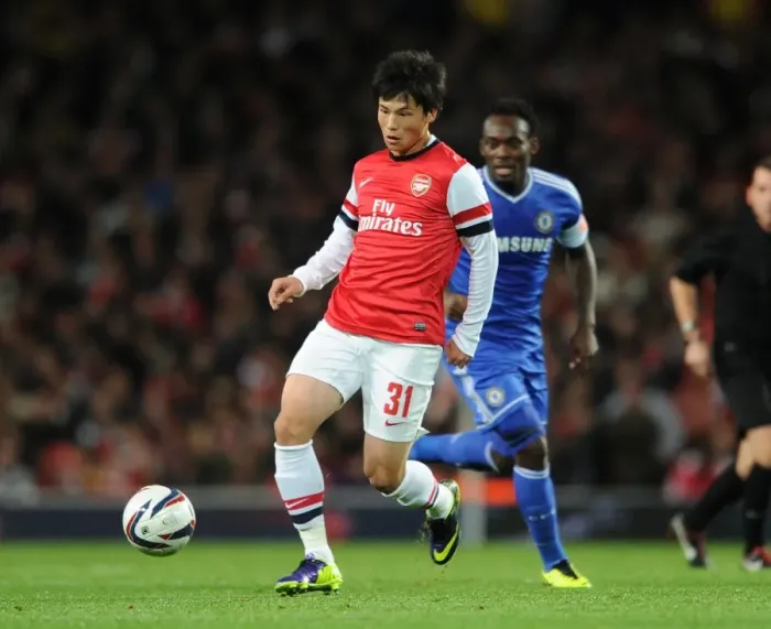 Framed Print : Ryo Miyaichi (Arsenal). Arsenal 0: 2 Chelsea. Capital One Cup 4th Round. Emirates Stadium, 29  /  10  /  13