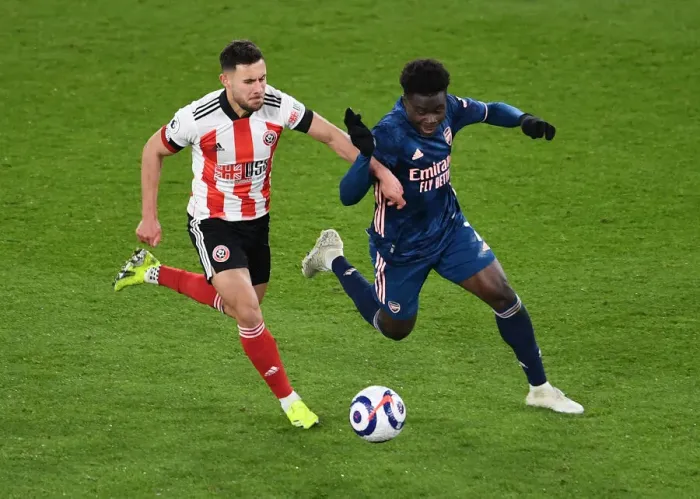 Framed Print : Saka in Action: Sheffield United vs. Arsenal, Premier League 2020-21