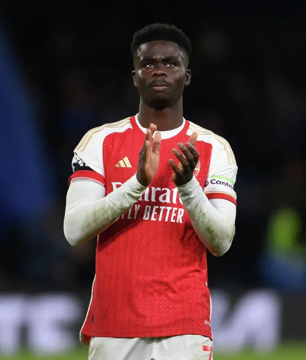 Framed Print : Saka Applauds Arsenal Fans: Chelsea vs Arsenal, Premier League 2023-24
