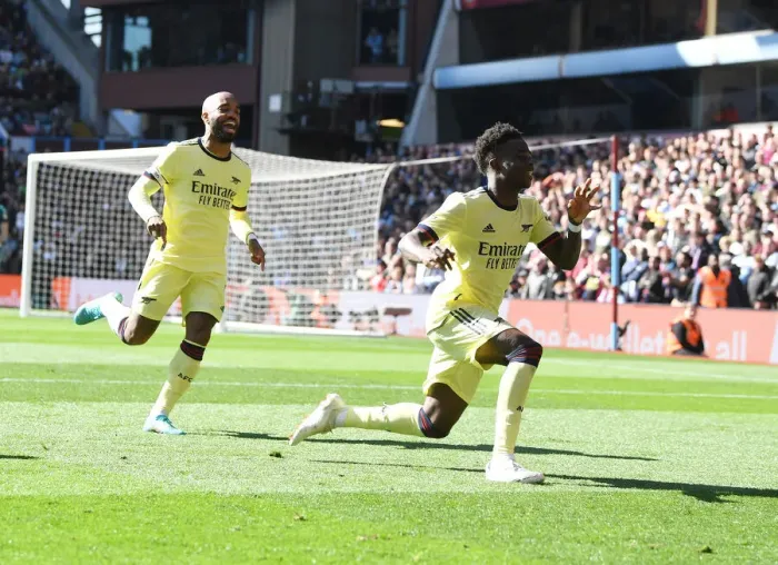 Framed Print : Saka Scores: Arsenal's Victory at Aston Villa, Premier League 2021-22