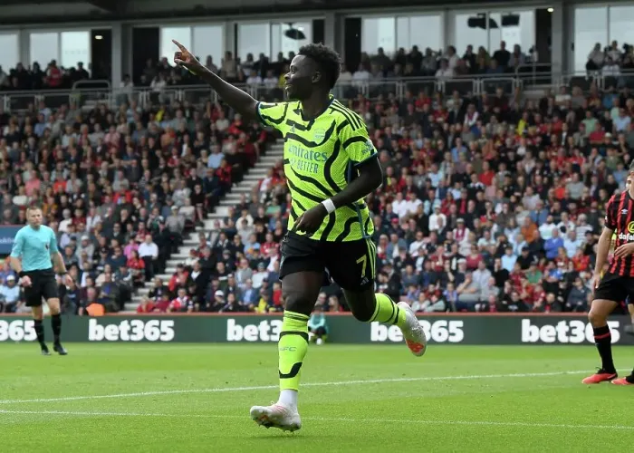Framed Print : Saka Scores First: Arsenal Tops Bournemouth in 2023-24 Premier League Framed Print : Saka Scores First: Arsenal Tops Bournemouth in 2023-24 Premier League