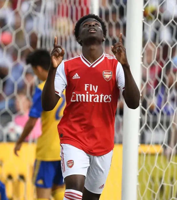 Framed Print : Saka Scores First: Arsenal vs Colorado Rapids, 2019 Pre-Season Friendly