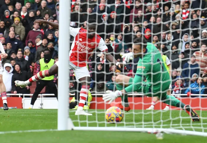 Framed Print : Saka Scores First: Arsenal vs Newcastle United, Premier League 2021-22