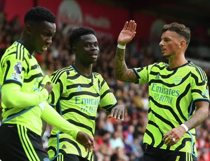 Framed Print : Saka Scores First: Arsenal's Triumph at AFC Bournemouth (2023-24)