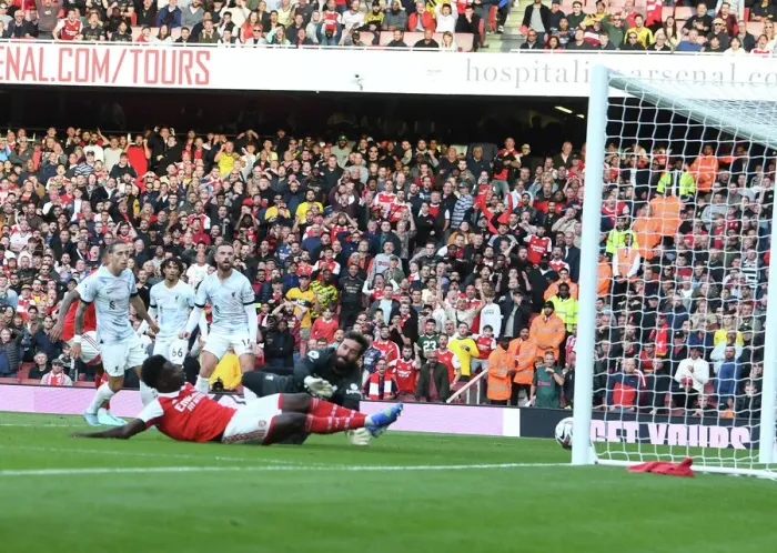 Framed Print : Saka Scores the Second: Arsenal vs. Liverpool, Premier League 2022-23