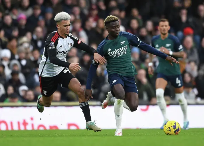 Framed Print : Saka vs Robinson: A Battle of Wits at Craven Cottage - Fulham vs Arsenal, Premier League 2023-24 Framed Print : Saka vs Robinson: A Battle of Wits at Craven Cottage - Fulham vs Arsenal, Premier League 2023-24