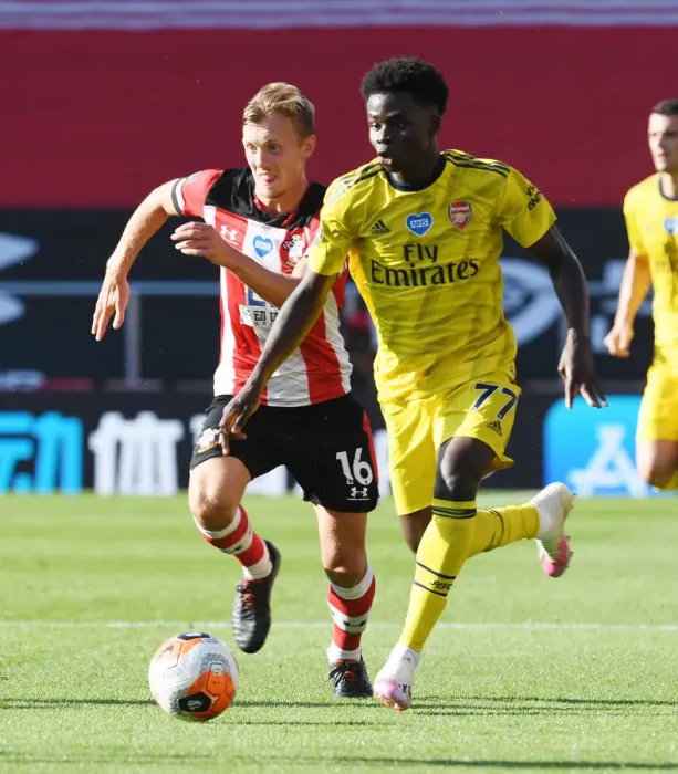 Framed Print : Saka vs Ward-Prowse: Intense Battle in Southampton vs Arsenal Premier League Clash Framed Print : Saka vs Ward-Prowse: Intense Battle in Southampton vs Arsenal Premier League Clash