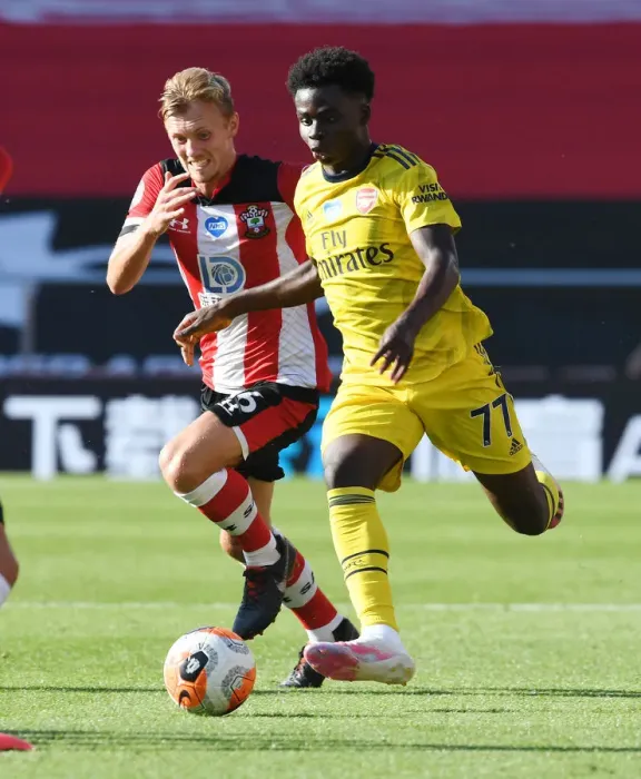 Framed Print : Saka vs Ward-Prowse: A Premier League Showdown at St. Mary's - Southampton vs Arsenal (2019-2020) Framed Print : Saka vs Ward-Prowse: A Premier League Showdown at St. Mary's - Southampton vs Arsenal (2019-2020)