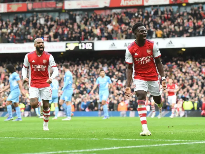 Framed Print : Saka's Stunner: Arsenal's Triumph Over Manchester City Framed Print : Saka's Stunner: Arsenal's Triumph Over Manchester City