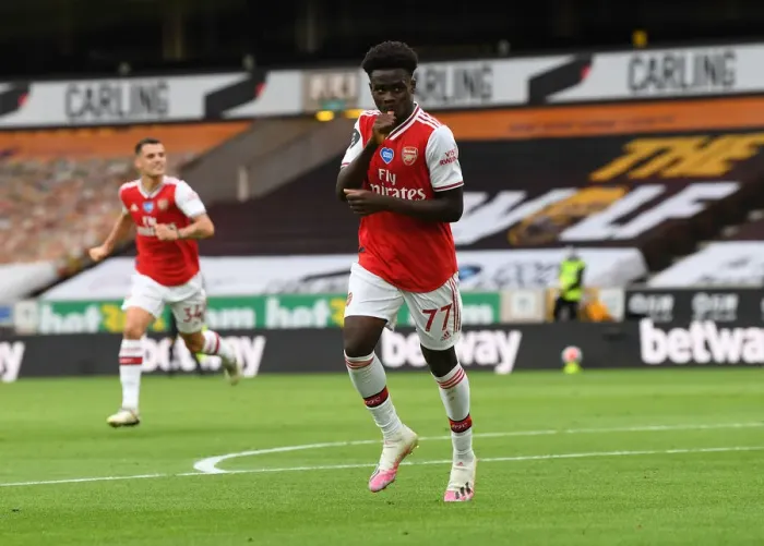 Framed Print : Saka's Stunner: Arsenal's Victory at Wolverhampton Wanderers (2019-2020)
