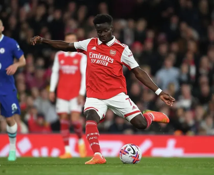 Framed Print : Saka's Thrilling Performance: Arsenal vs. Chelsea Showdown, Premier League 2023