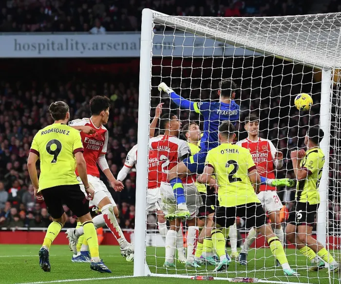 Framed Print : Saliba Scores Again: Arsenal Secure 2-0 Lead Over Burnley (Premier League 2023-24)