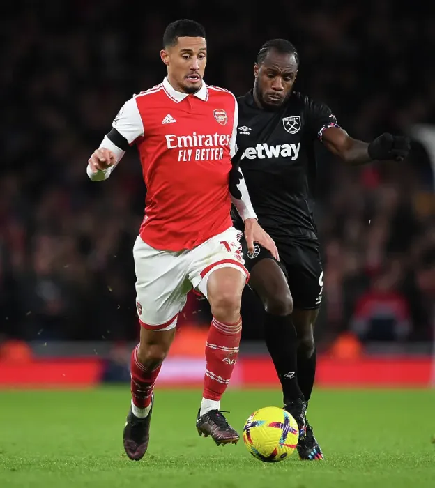 Framed Print : Saliba vs. Antonio: A Premier League Showdown at the Emirates
