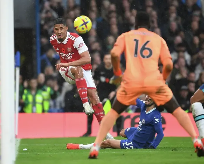 Framed Print : Saliba vs. Chelsea: Arsenal vs. Chelsea Showdown in the Premier League 2022-23