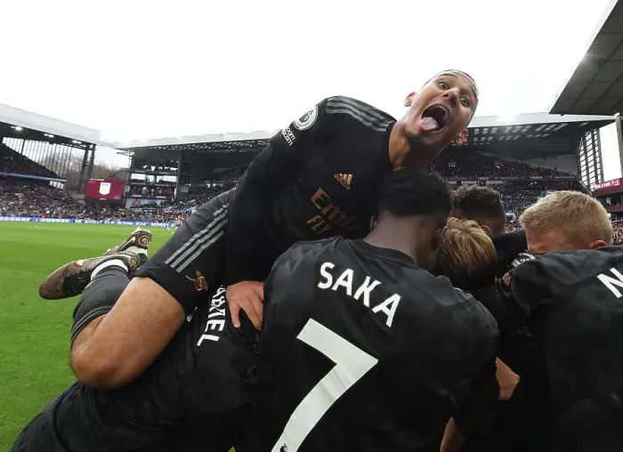 Framed Print : Saliba's Fortune: Arsenal's Third Goal in Aston Villa Rivalry (2022-23)