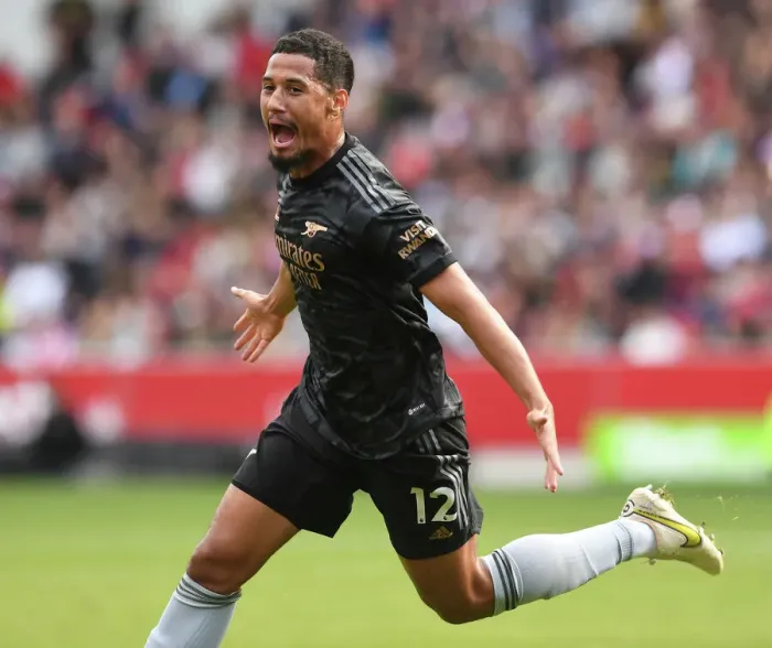 Framed Print : Saliba's Premier League Debut Goal: Brentford 1-1 Arsenal, 2022-23 Framed Print : Saliba's Premier League Debut Goal: Brentford 1-1 Arsenal, 2022-23