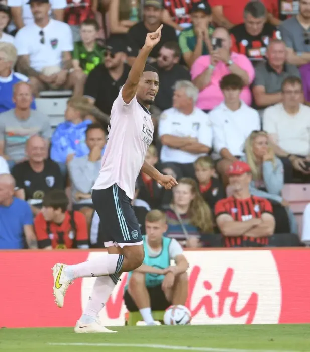 Framed Print : Saliba's Stunner: Arsenal's Game-Changing Goal vs. AFC Bournemouth (2022-23)