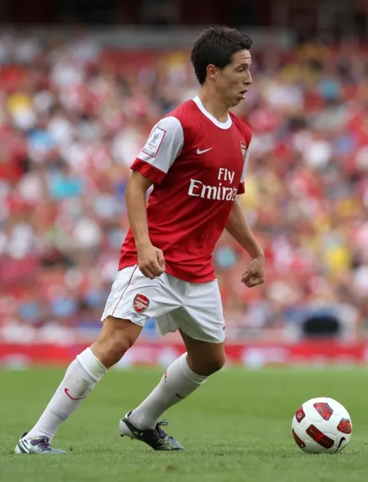 Framed Print : Samir Nasri in Action: Arsenal vs AC Milan, Emirates Cup Pre-Season 2010