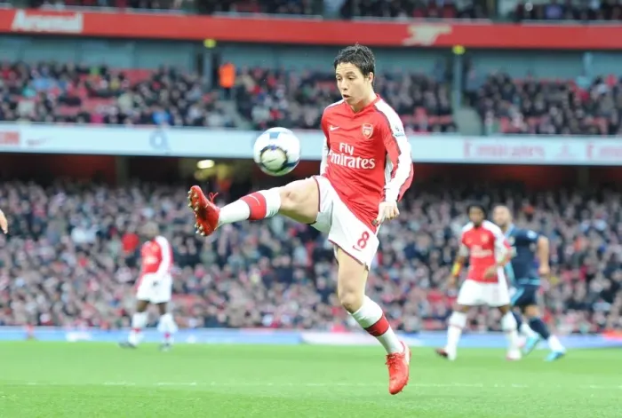 Framed Print : Samir Nasri (Arsenal). Arsenal 2: 0 West Ham United, Barclays Premeir League