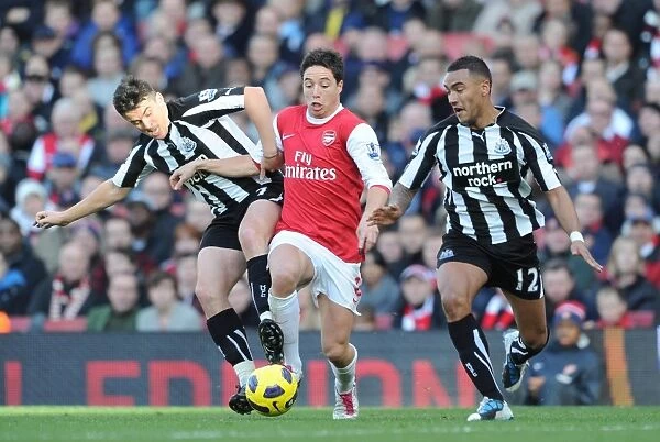 Samir Nasri (Arsenal) Joey Barton and Danny Simpson(Newcastle). Arsenal 0