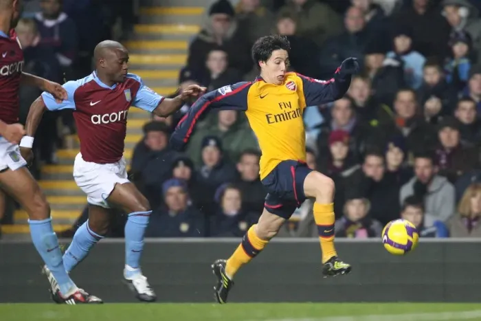 Framed Print : Samir Nasri (Arsenal) Nigel Reo Coker (Aston Villa) Framed Print : Samir Nasri (Arsenal) Nigel Reo Coker (Aston Villa)