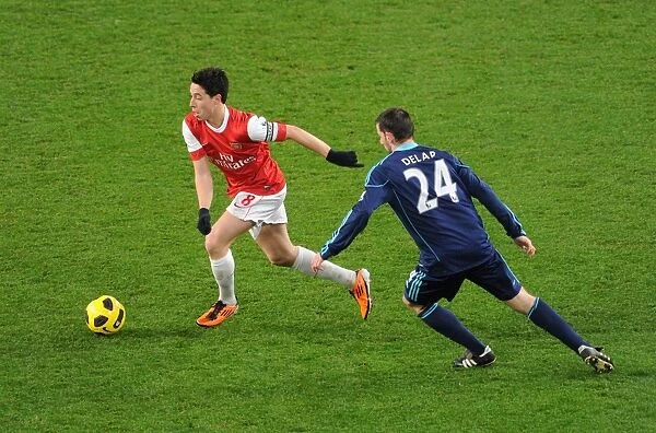 Samir Nasri (Arsenal) Rory Delap (Stoke). Arsenal 1: 0 Stoke City. Barclays Premier League