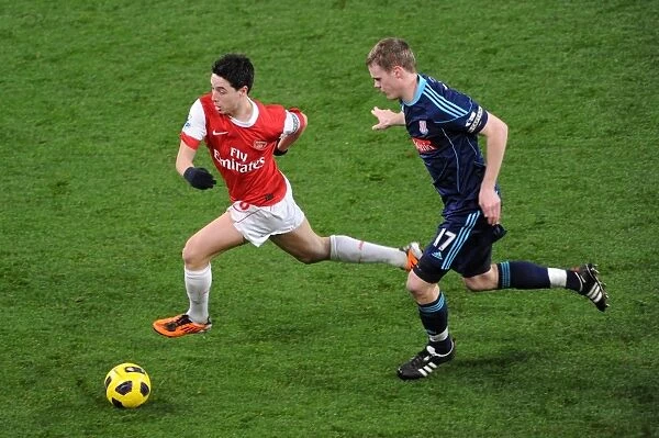 Samir Nasri (Arsenal) Ryan Shawcross (Stoke). Arsenal 1: 0 Stoke City. Barclays Premier League
