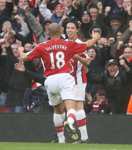 Samir Nasri celebrates scoring the 1st Arsenal goal