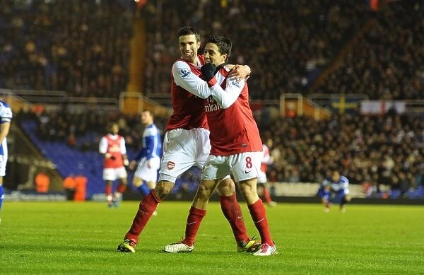 Samir Nasri celebrates scoring the 2nd Arsenal goal with Robin van Persie