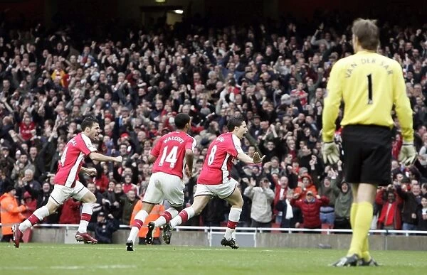 Samir Nasri celebrates scoring Arsenal and his 2nd