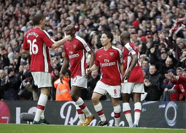 Samir Nasri celebrates scoring Arsenals 1st goal with