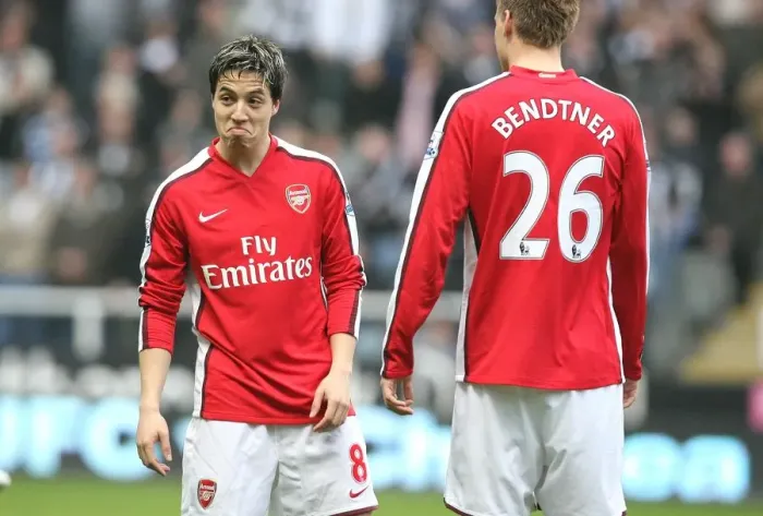 Framed Print : Samir Nasri and Nicklas Bendtner (Arsenal) Framed Print : Samir Nasri and Nicklas Bendtner (Arsenal)