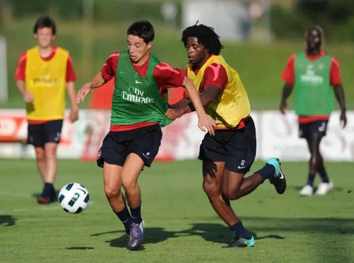 Framed Print : Samir Nasri and Samir Nasri (Arsenal). Arsenal Training Camp, Bad Waltersdorf Framed Print : Samir Nasri and Samir Nasri (Arsenal). Arsenal Training Camp, Bad Waltersdorf