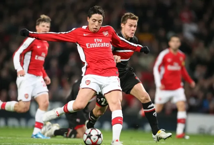 Framed Print : Samir Nasri Scores Arsenal's Second Goal Against AZ Alkmaar in UEFA Champions League: 4-1 Framed Print : Samir Nasri Scores Arsenal's Second Goal Against AZ Alkmaar in UEFA Champions League: 4-1