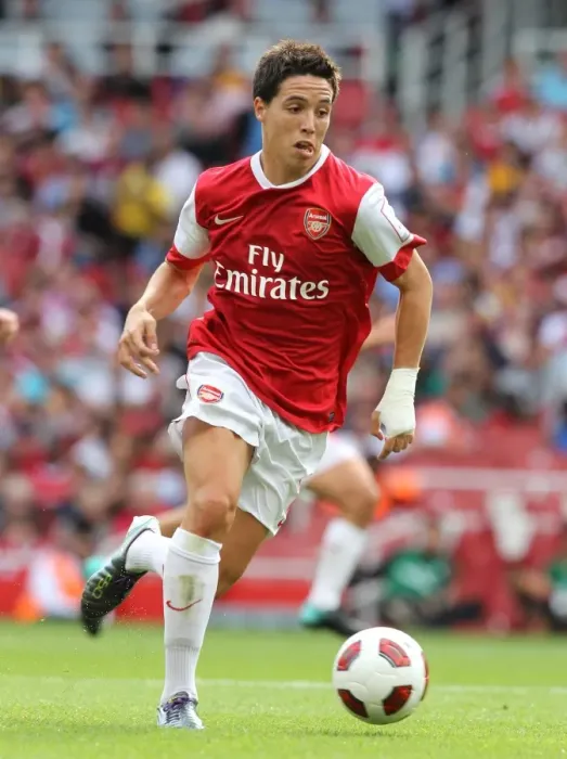 Framed Print : Samir Nasri vs AC Milan: 1-1 Draw at Emirates Cup Pre-Season 2010