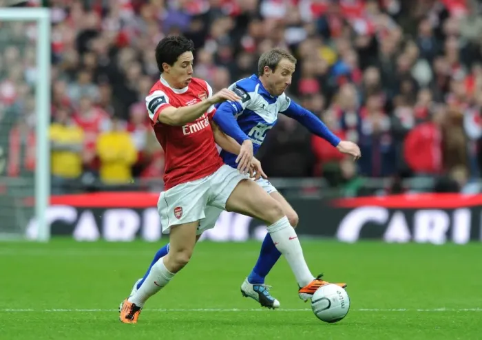 Framed Print : Samir Nasri vs. Lee Bowyer: Birmingham City's Upset Over Arsenal in Carling Cup Final Framed Print : Samir Nasri vs. Lee Bowyer: Birmingham City's Upset Over Arsenal in Carling Cup Final