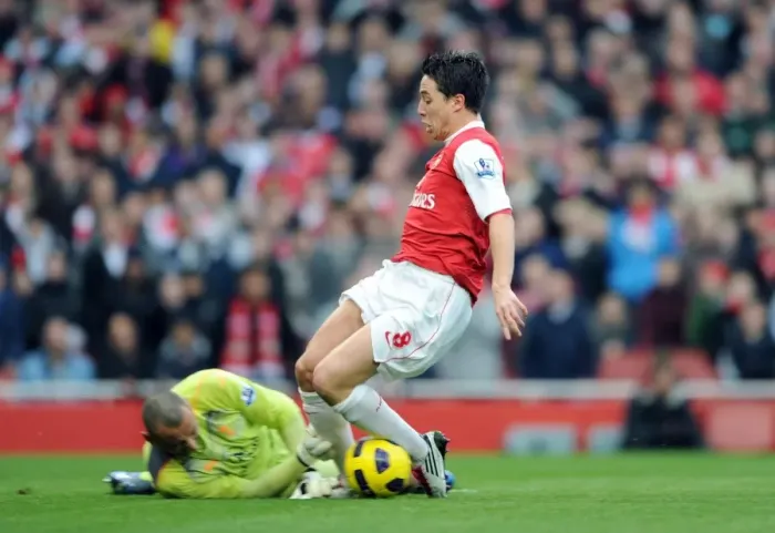 Framed Print : Samir Nasri's Thrilling Goal: Arsenal Takes the Lead Against Tottenham in the Premier League Framed Print : Samir Nasri's Thrilling Goal: Arsenal Takes the Lead Against Tottenham in the Premier League
