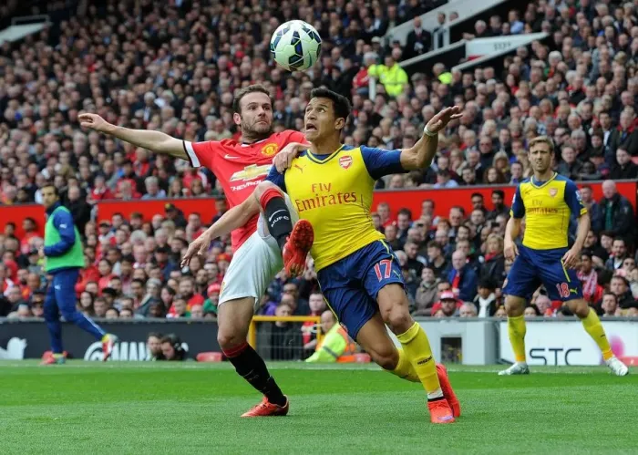 Framed Print : Sanchez vs. Mata: A Premier League Showdown - Arsenal's Alexis Sanchez Clashes with Manchester United's Juan Mata Framed Print : Sanchez vs. Mata: A Premier League Showdown - Arsenal's Alexis Sanchez Clashes with Manchester United's Juan Mata