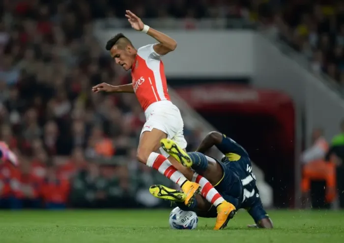 Framed Print : Sanchez vs. Wanyama: A Footballing Battle at the Emirates - Arsenal vs. Southampton, League Cup 2014 / 15
