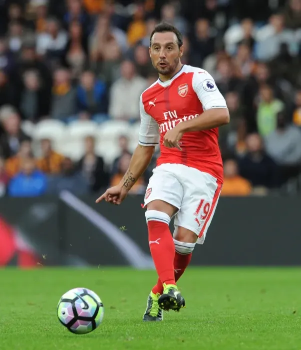 Framed Print : Santi Cazorla: In Action for Arsenal against Hull City, Premier League 2016-17