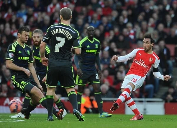 Santi Cazorla (Arsenal) Ben Gibson (Middlesbrough). Arsenal 2: 0 Middlesbrough. FA Cup 5th Round