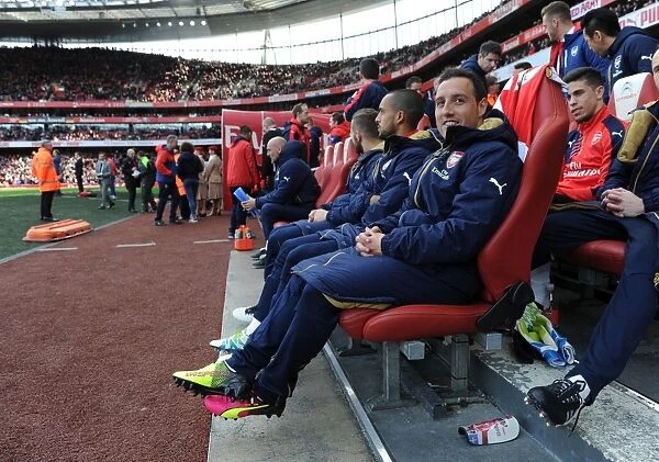 Santi Cazorla on the Arsenal Bench, 2015-16 Premier League: Arsenal vs. Norwich City